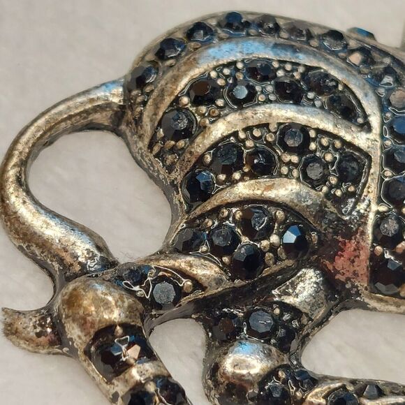 Vintage Zebra Charm Style Pendant Black Rhinestones In Silver Tone - Picture 2 of 8